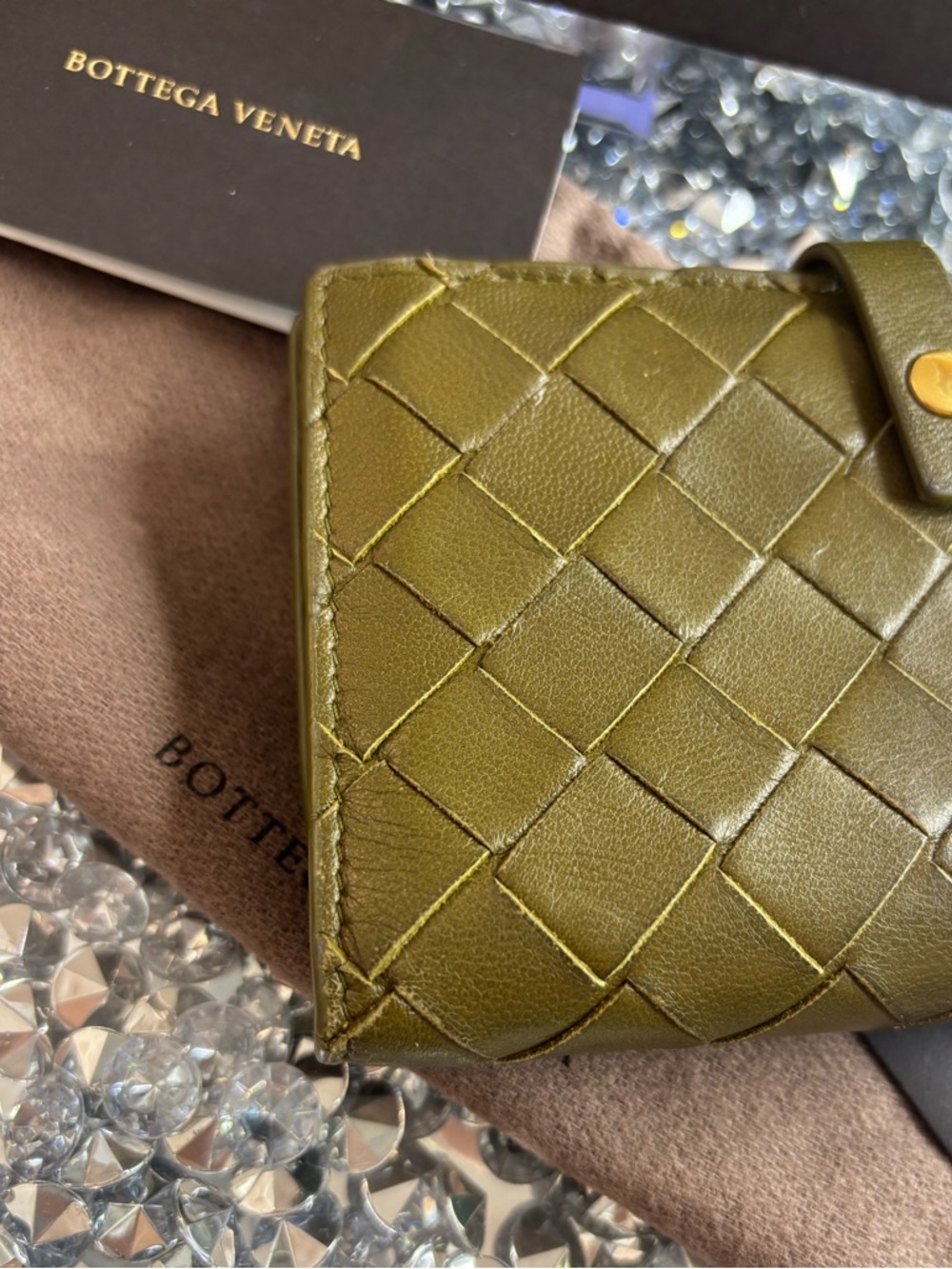 Bottega Veneta Olive Green Intrecciato Leather Snap Wallet - Picture 11 of 17